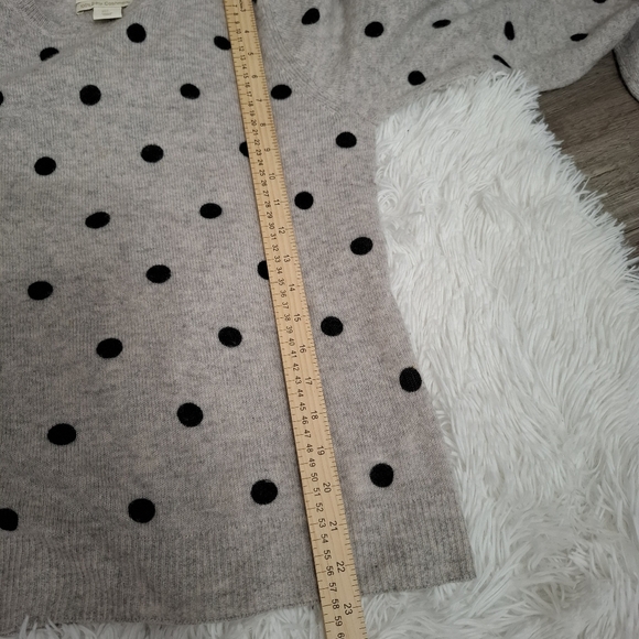 Cynthia Rowley Women's Gray Polka Dot Crewneck Sweater Top L 100% 2-ply Cashmere - Picture 5 of 8